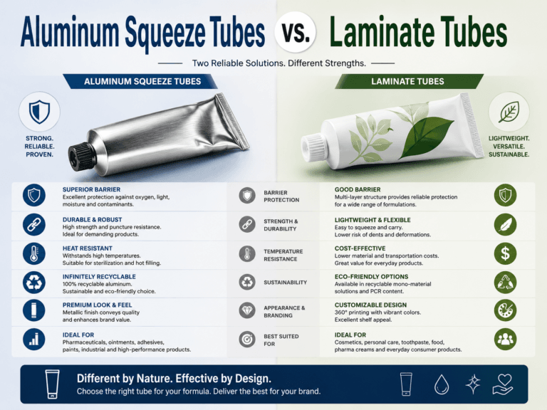 Aluminum vs. Laminated Squeeze Tubes: Which is Right for Your Beauty Brand? 5 Aluminum Squeeze Tubes vs. Laminate Tubes