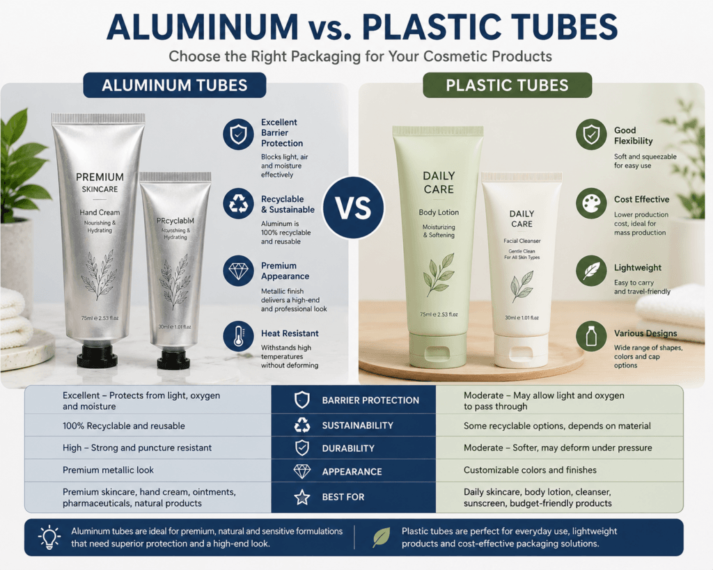 Aluminum Cosmetic Tubes: The Complete Guide (Benefits, Sizes, Uses) 5 Aluminum vs. Plastic Tubes