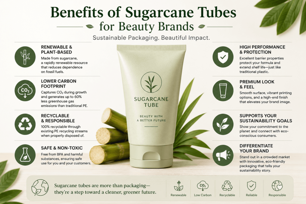 Sugarcane Plastic Tubes: Sustainable Cosmetic Packaging Solutions for Beauty Brands 2 Benefits of Sugarcane Tubes for Beauty Brands