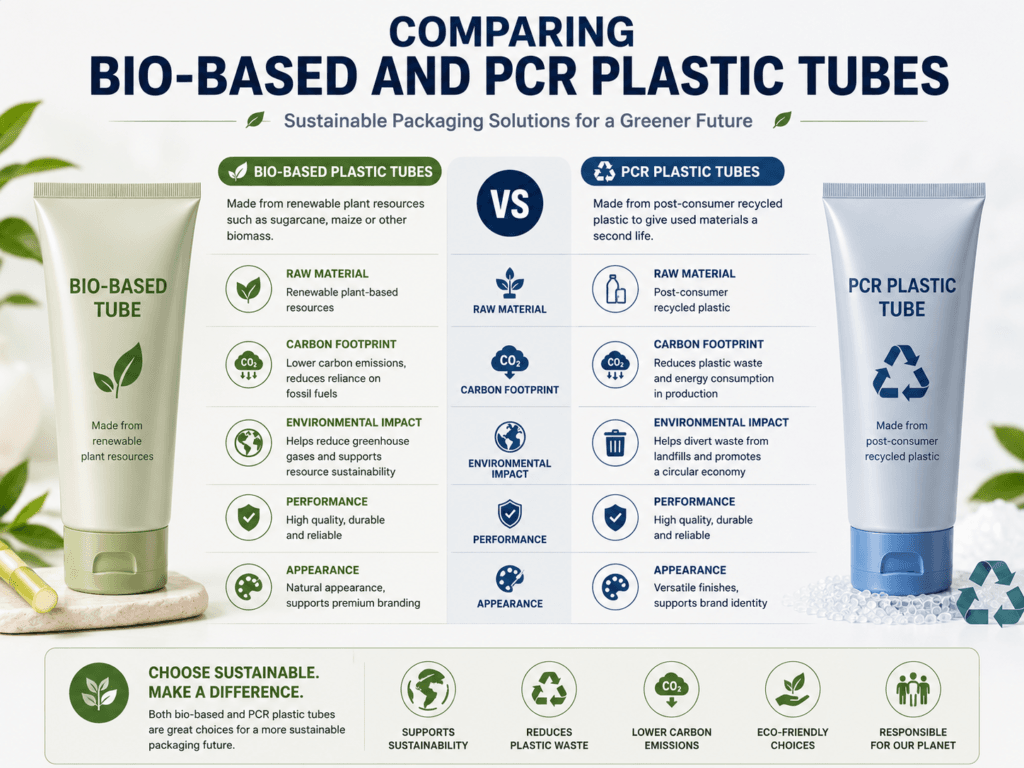 Comparing Bio-based Plastic tubes and PCR Plastic Tubes for Sustainable Packaging in 2026 1 Comparing Bio-based and PCR Plastic Tubes