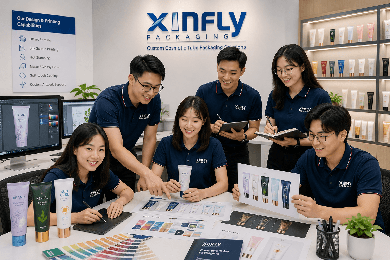 Our Team 3 Cosmetic tube artwork and printing design team