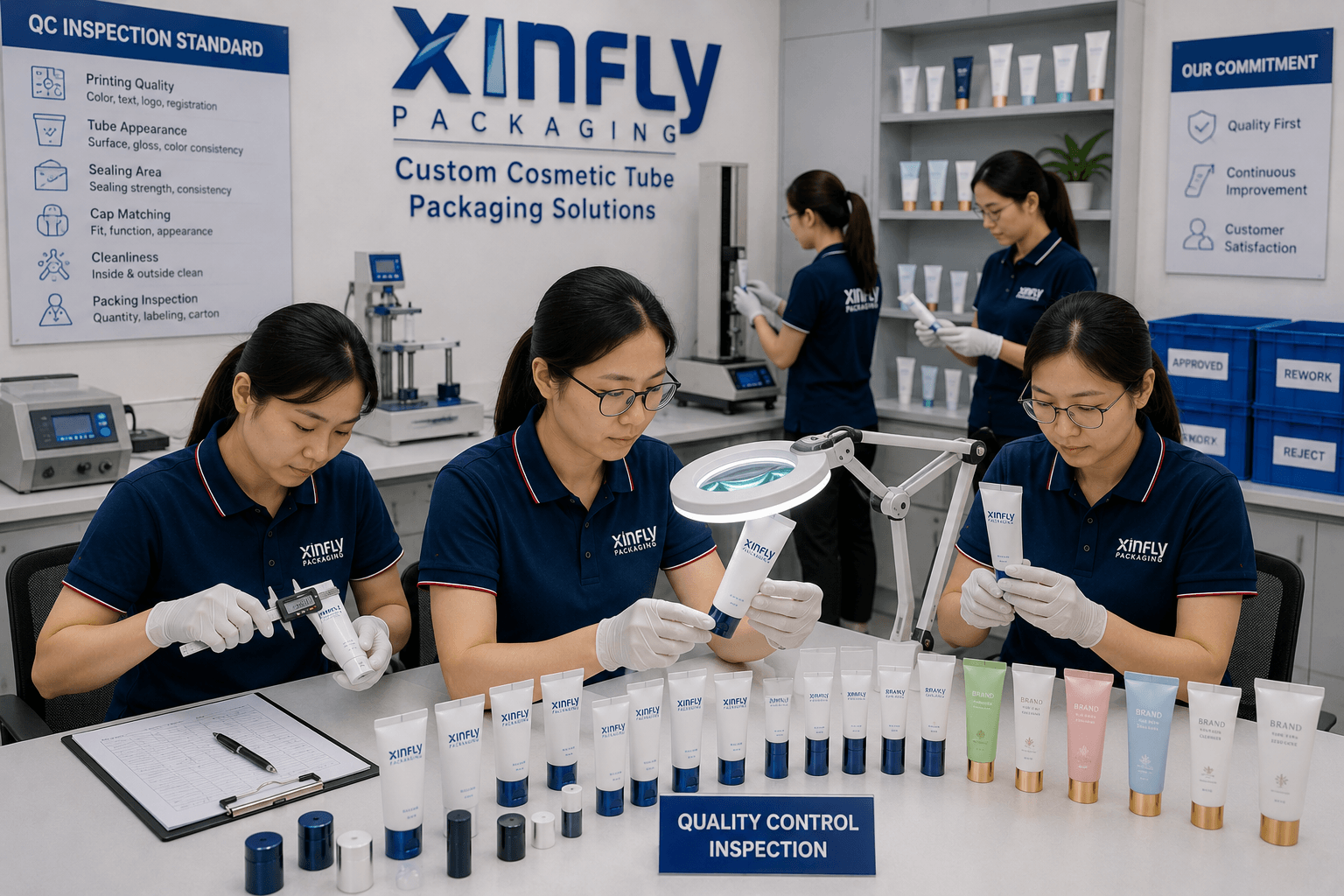 Our Team 6 Cosmetic tube quality control inspection team