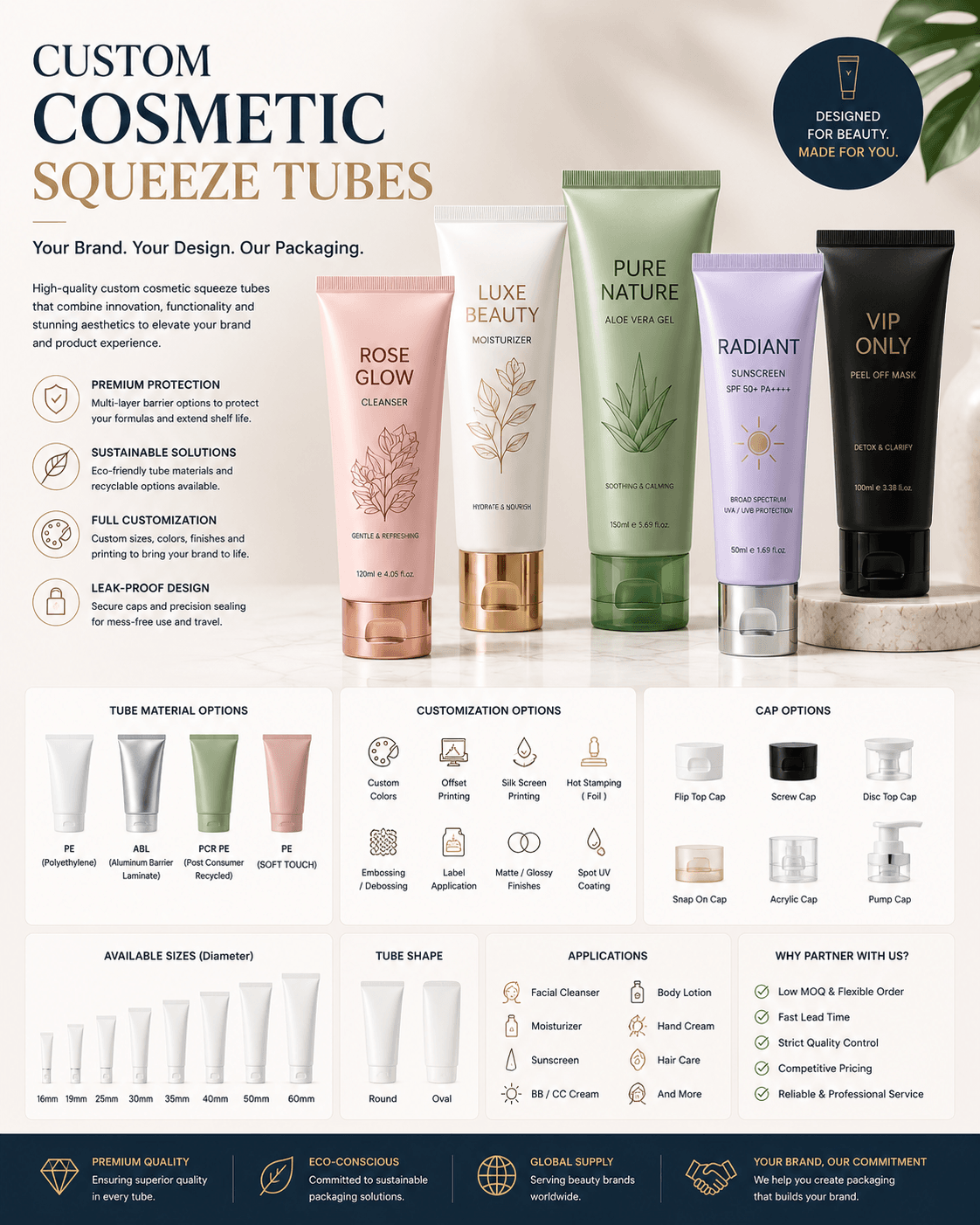 Custom Cosmetic Squeeze Tubes 1 Custom cosmetic squeeze tubes manufacturer