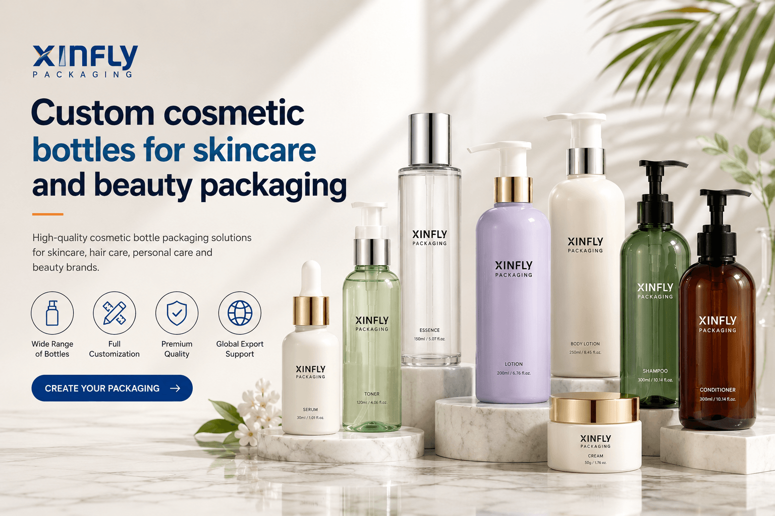Cosmetic Bottles 1 Custom cosmetic bottles for skincare and beauty packaging