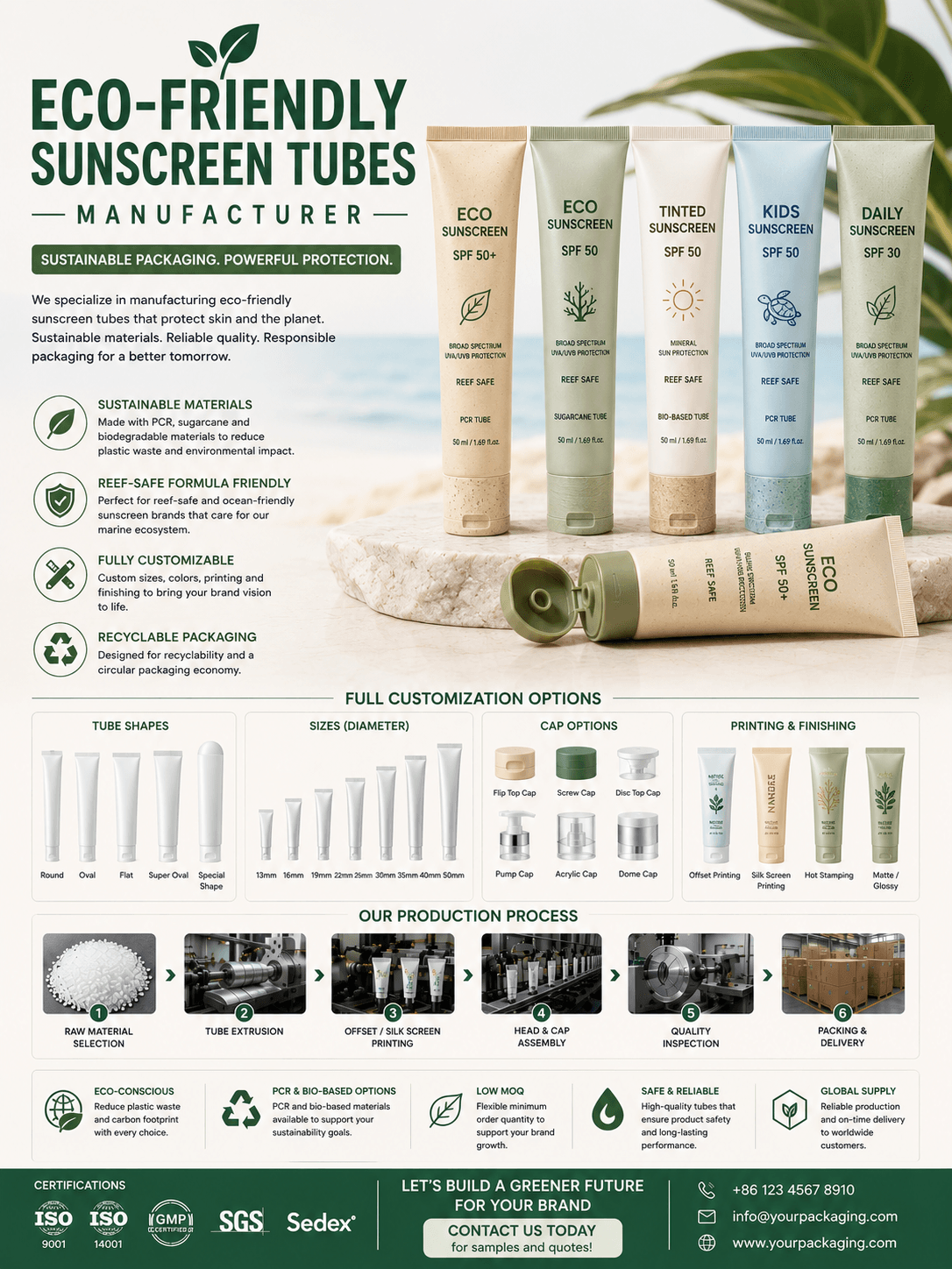 Eco-Friendly Cosmetic TubesΒ Manufacturer 1 Eco-friendly cosmetic tubes manufacturer for sustainable skincare sunscreen makeup hair care and personal care packaging