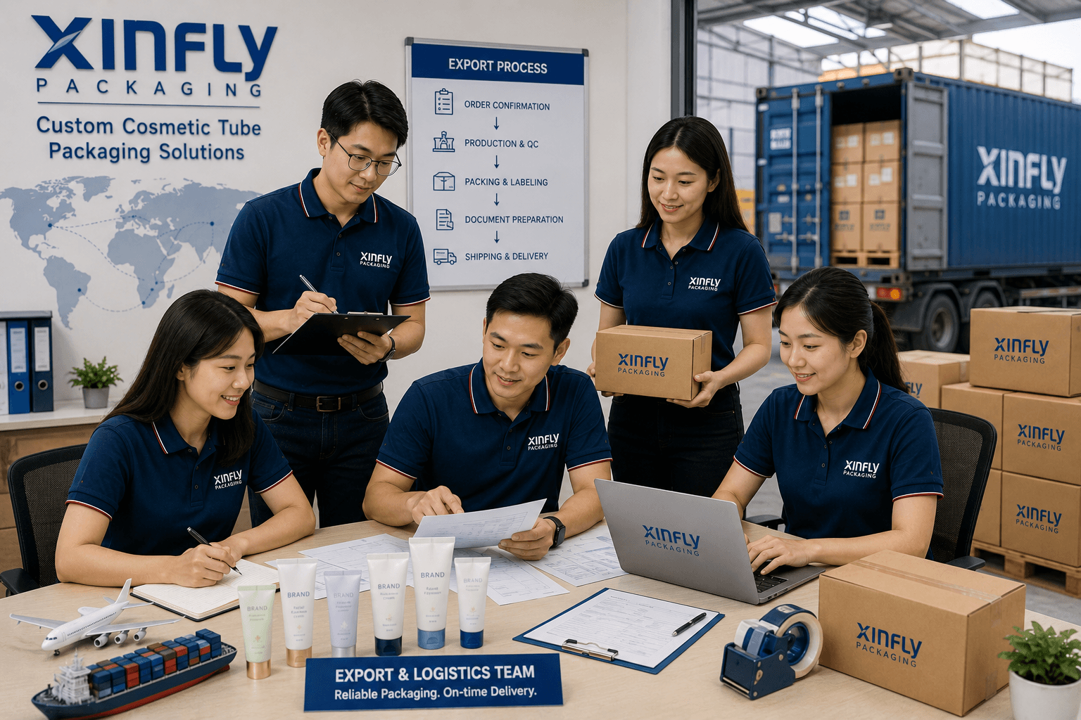 Our Team 7 Export packaging and logistics team for cosmetic tubes