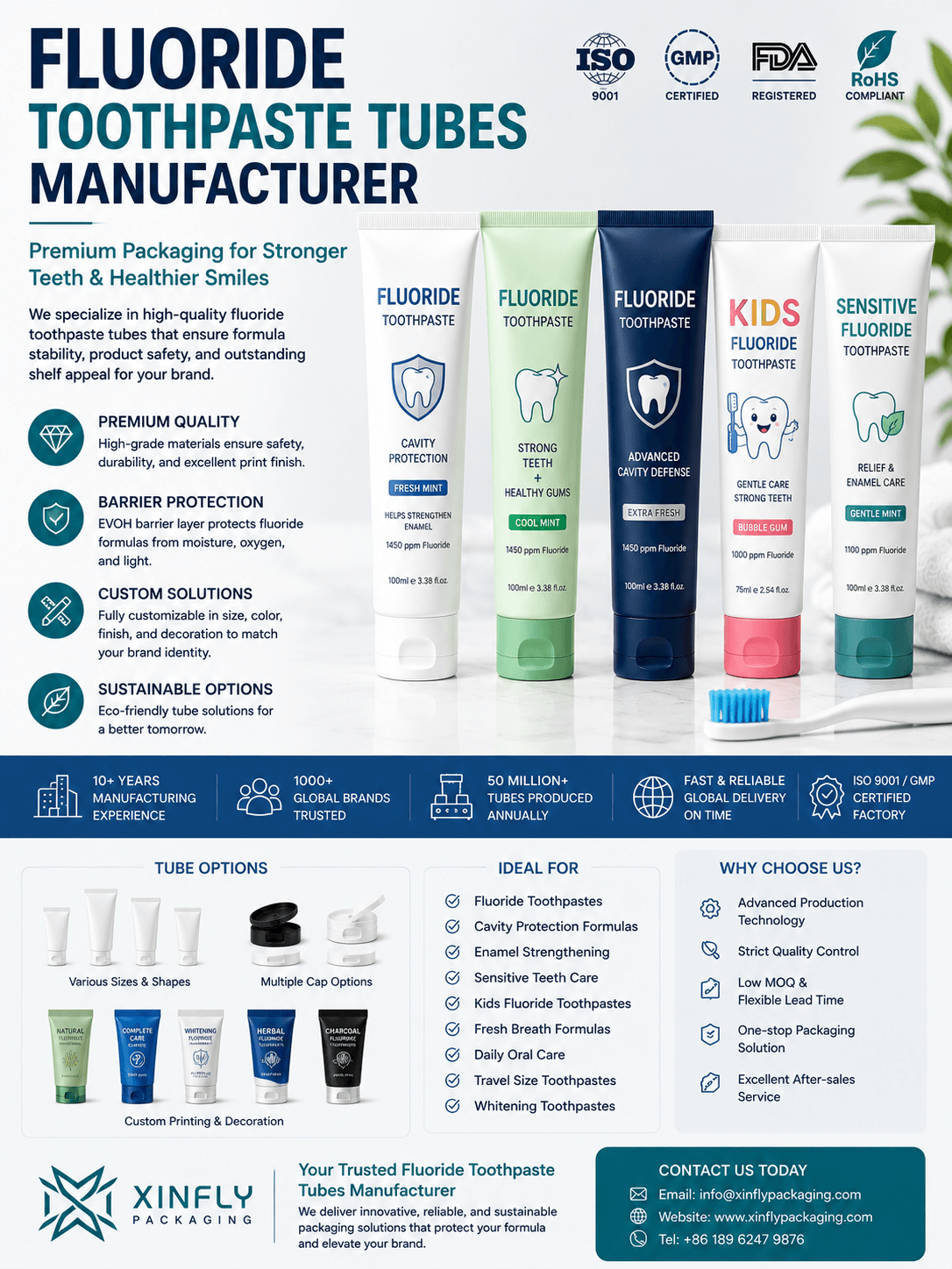 Fluoride toothpaste tubes manufacturer for anti cavity toothpaste sensitive teeth and family dental care packaging