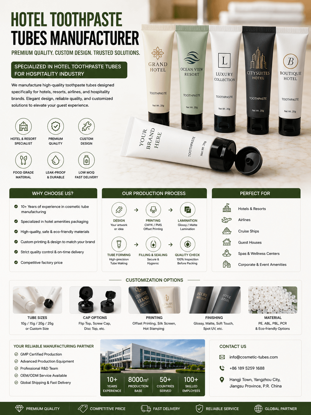 Hotel toothpaste tubes manufacturer for guest amenities travel kits private label oral care and mini toothpaste packaging