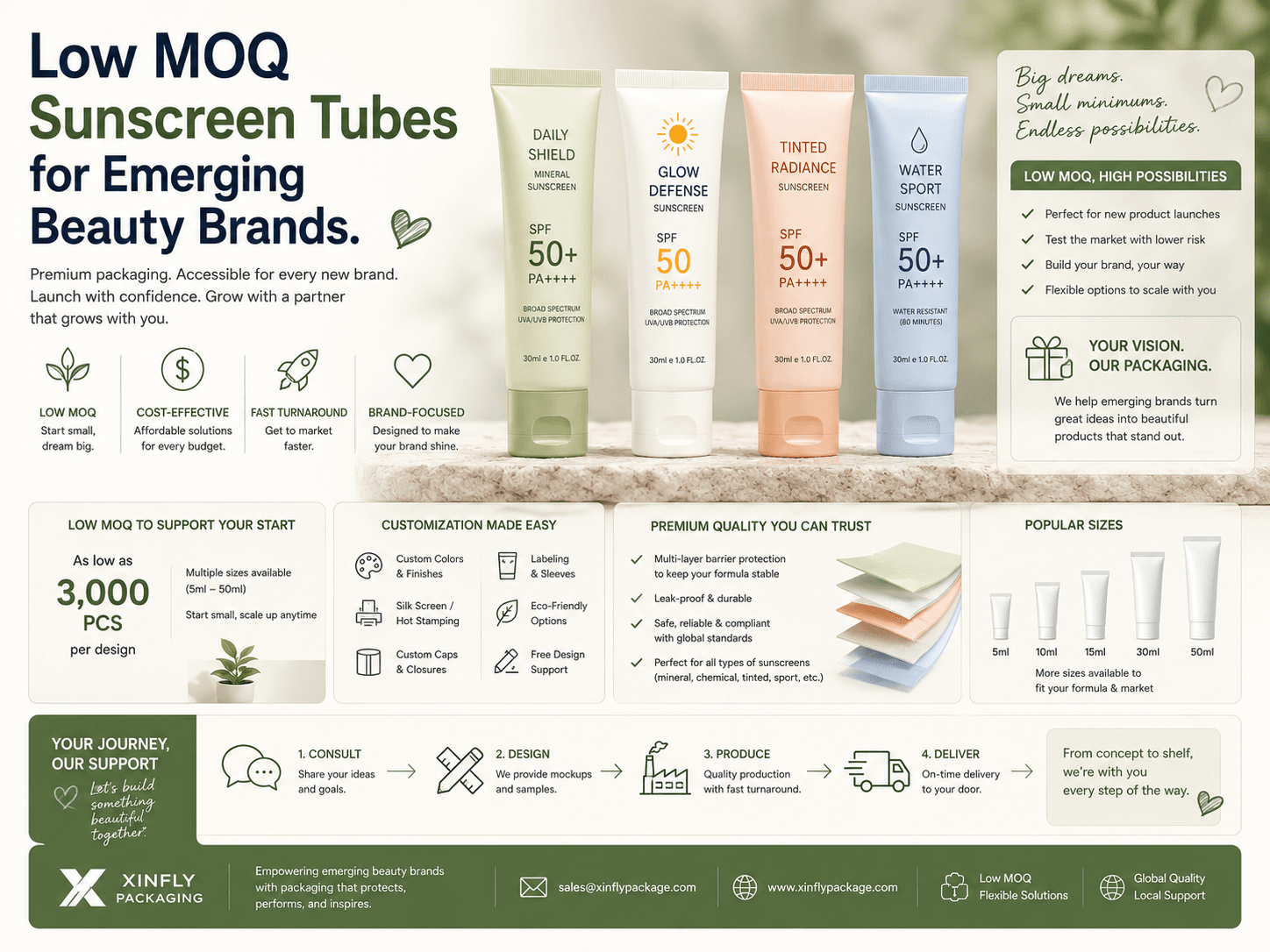 Low MOQ cosmetic tubes manufacturer for startup beauty brands and small batch packaging