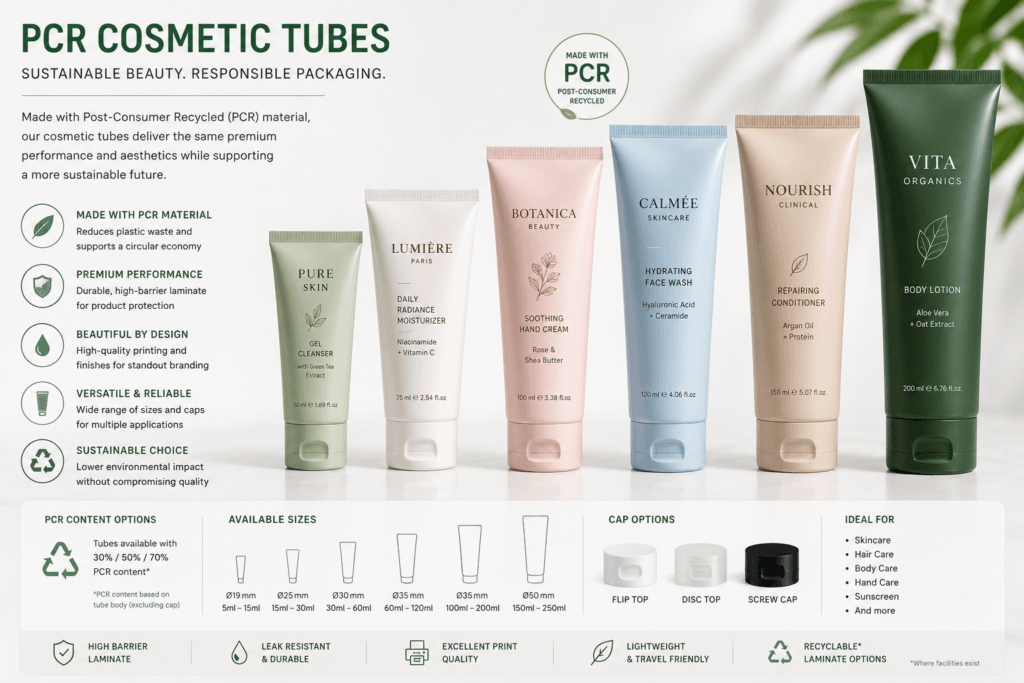 PCR Plastic Tubes: Recyclable Cosmetic Packaging Solutions for Beauty Brands 2 PCR Cosmetic Tubes | Xinfly Packaging