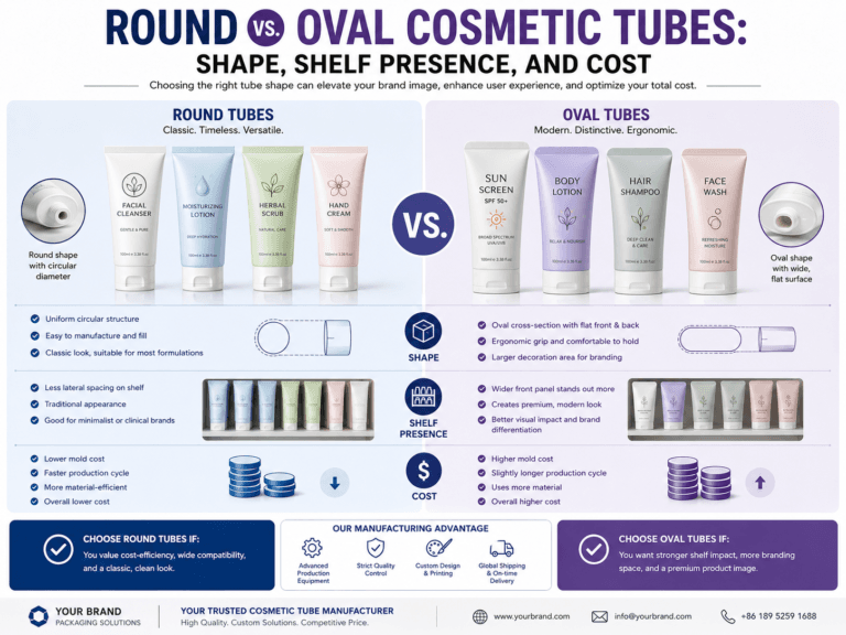 Round vs. Oval Cosmetic Tubes: Shape, Shelf Presence, and Cost 6 Round vs. Oval Cosmetic Tubes