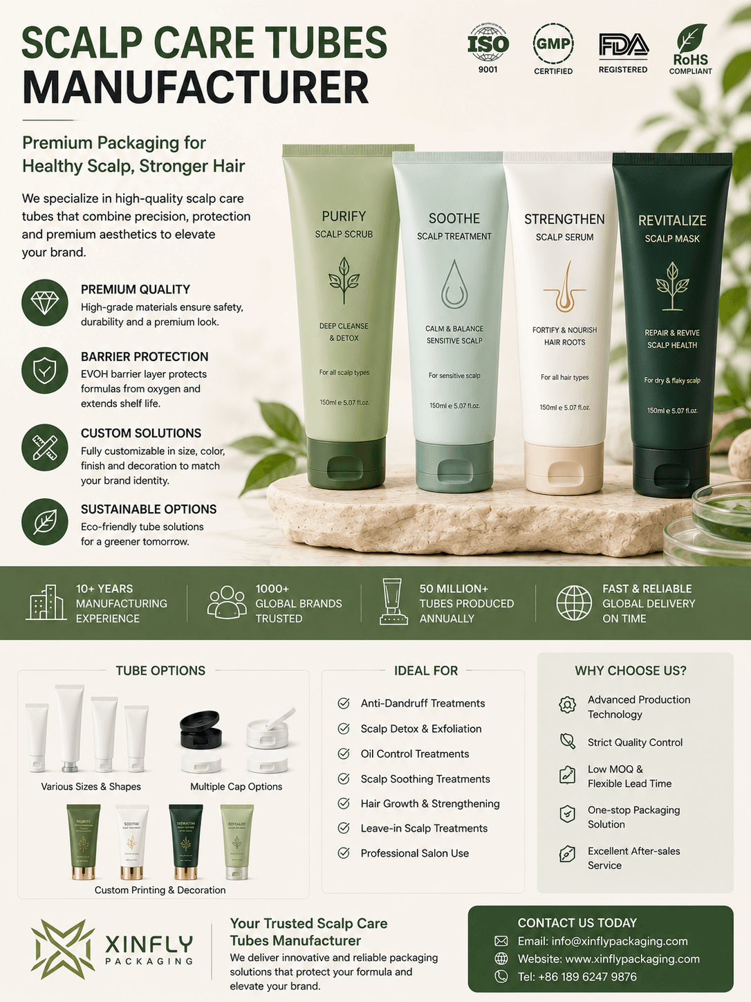 Scalp care tubes manufacturer for scalp serum anti dandruff treatment and professional scalp therapy packaging