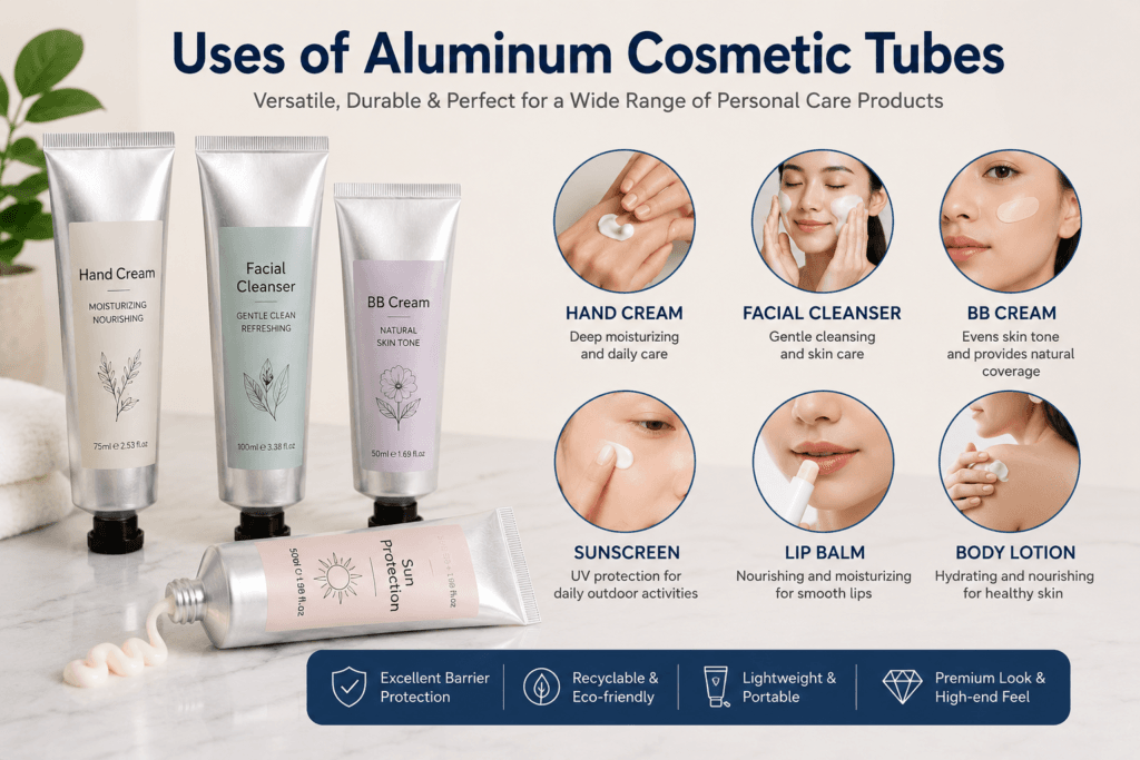 Aluminum Cosmetic Tubes: The Complete Guide (Benefits, Sizes, Uses) 4 Uses of Aluminum Cosmetic Tubes