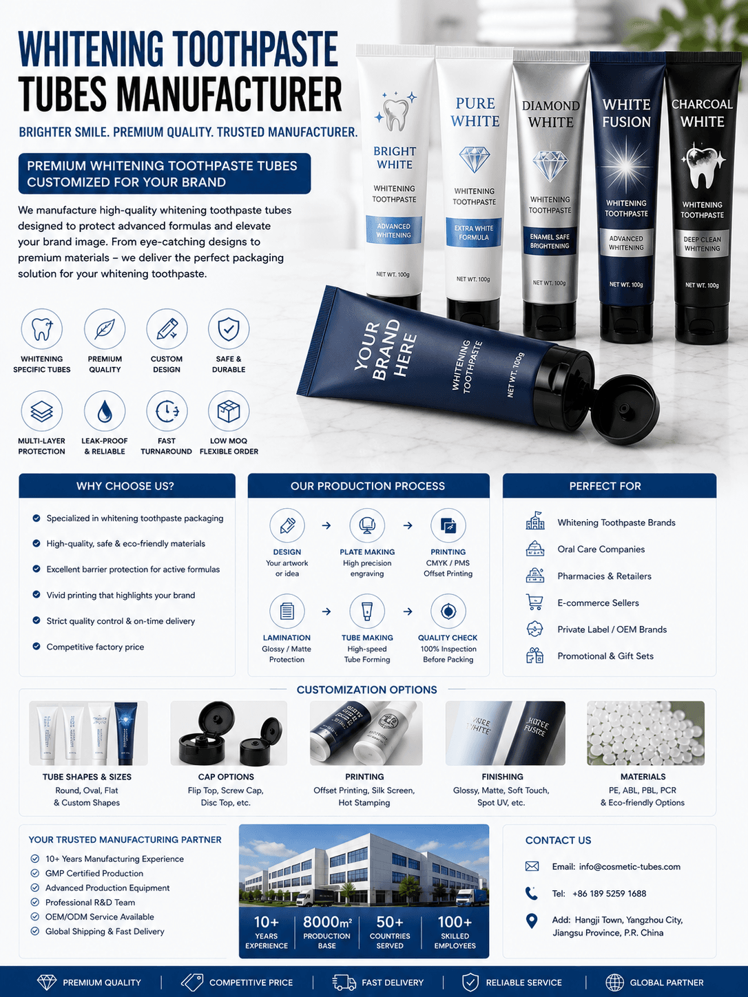 Whitening toothpaste tubes manufacturer for brightening oral care retail toothpaste private label packaging and dental care tubes