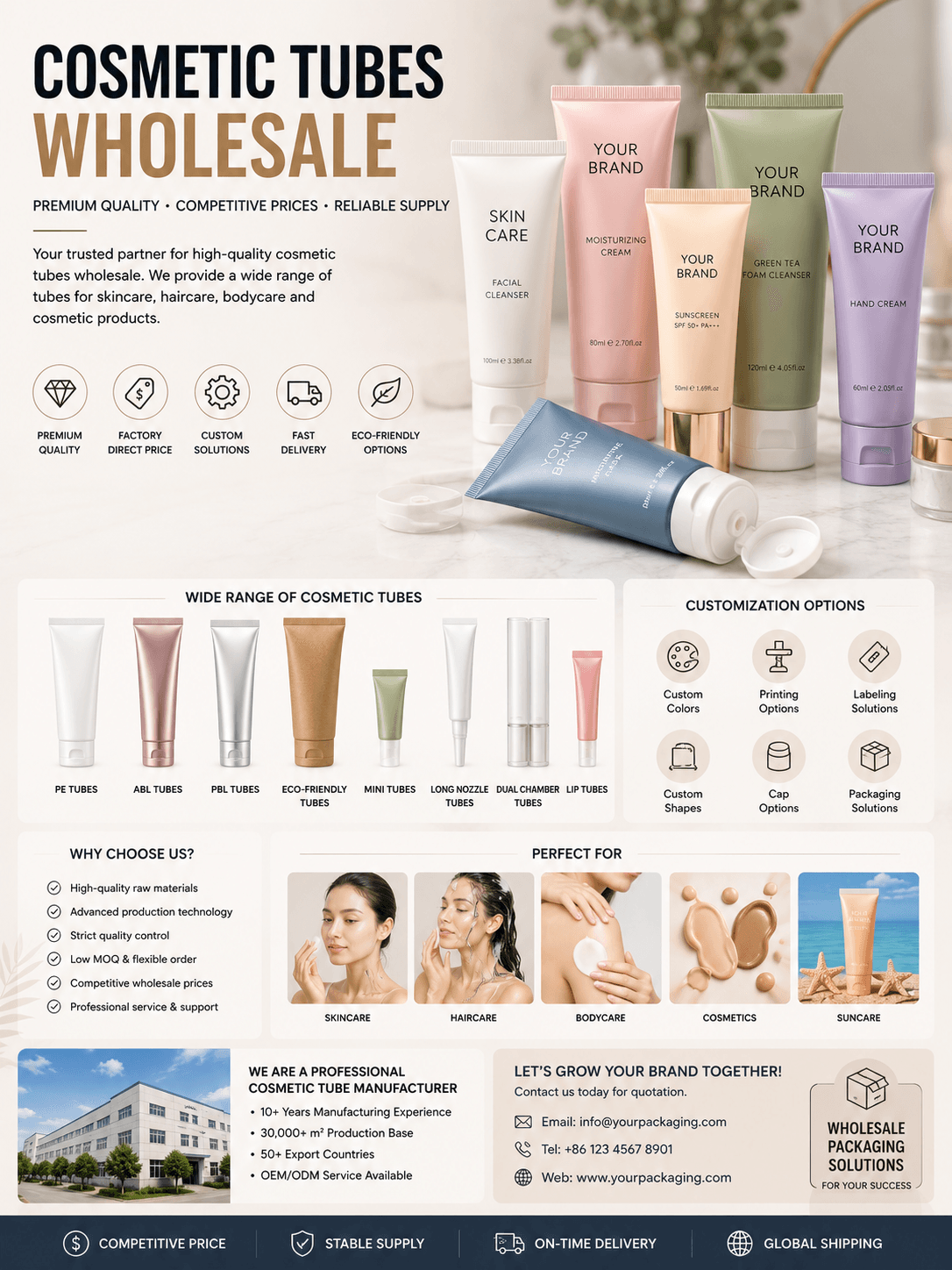 Cosmetic Tubes Wholesale 1 Cosmetic tubes wholesale supplier for skincare sunscreen makeup oral care hair care and personal care packaging