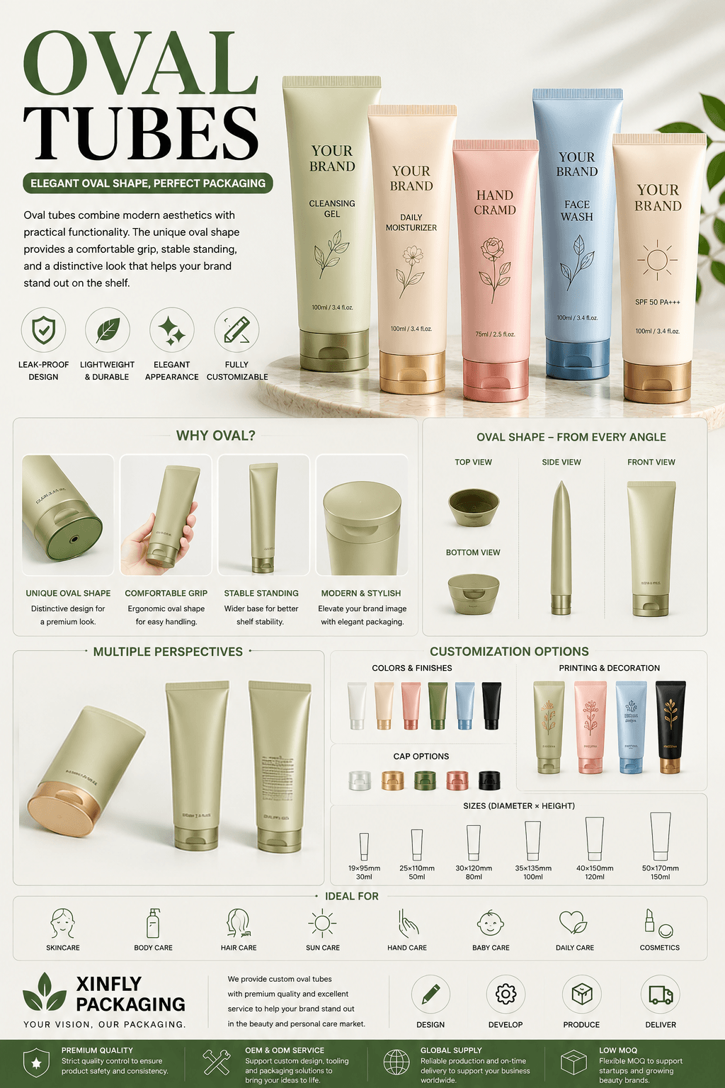 Oval Tubes 2 Custom Oval Cosmetic Tubes by Xinfly Packaging