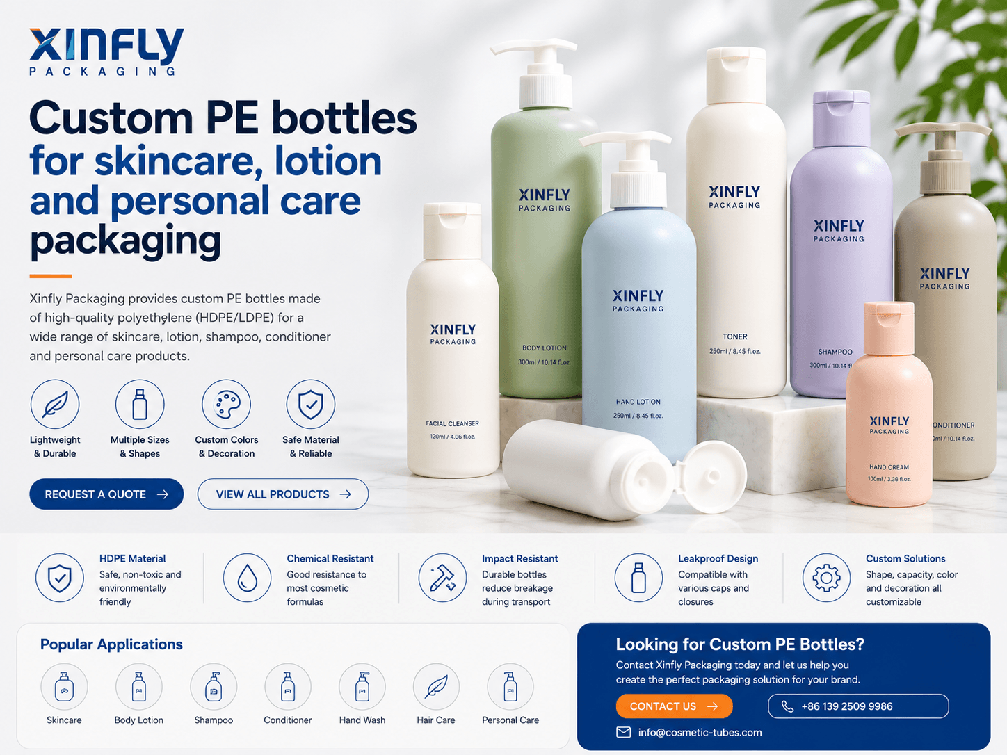 PE Bottles 1 Custom PE bottles for skincare lotion and personal care packaging
