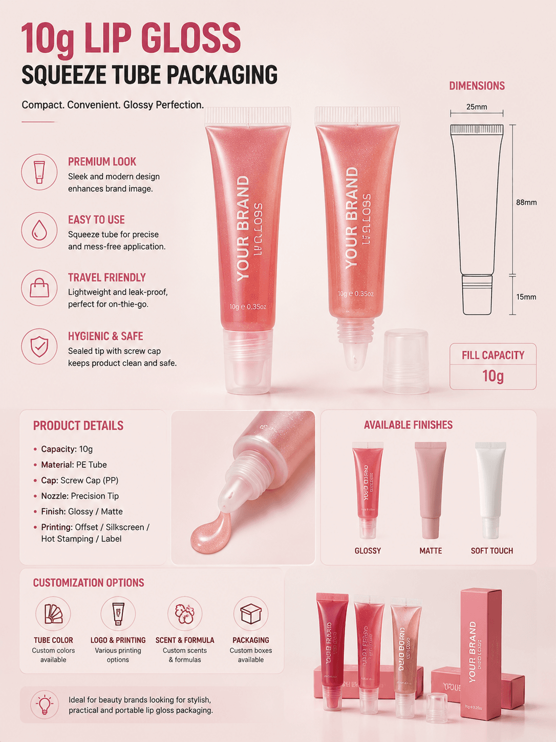 10g Lip Gloss Squeeze Tube Packaging Project 1 10g Lip Gloss Squeeze Tube Packaging Project
