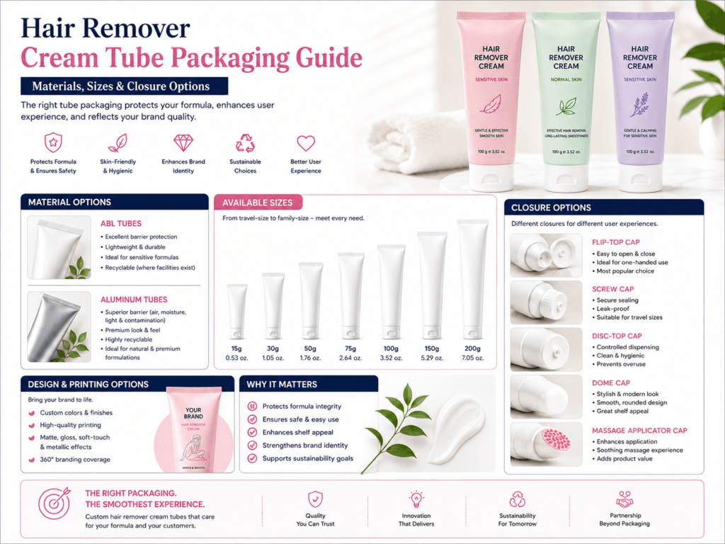 Hair Remover Cream Tube Packaging Guide: Materials, Sizes & Closure Options 3 Hair Remover Cream Tube Packaging Guide
