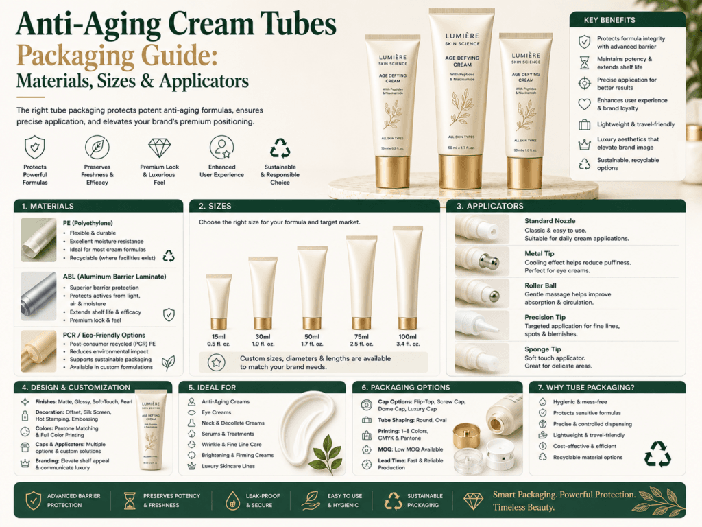 Anti-Aging Cream Tubes Packaging Guide: Materials, Sizes & Applicators 8 Anti-Aging Cream Tubes Packaging Guide