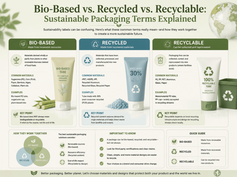 Bio-Based vs. Recycled vs. Recyclable Sustainable Packaging Terms Explained