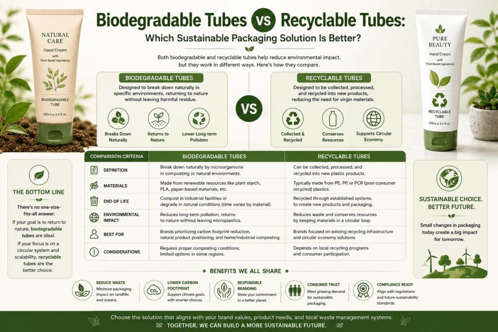 Biodegradable Tubes vs Recyclable Tubes:Which Sustainable Packaging Solution Is Better? 11 Biodegradable Tubes vs Recyclable Tubes