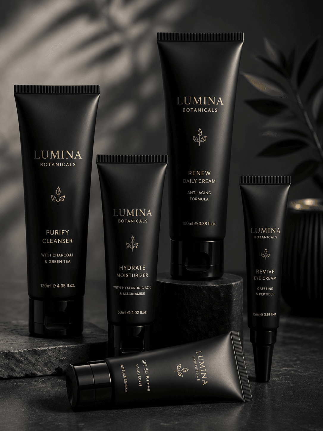 Black Cosmetic Tubes 1 Black cosmetic tubes for skincare makeup and personal care packaging