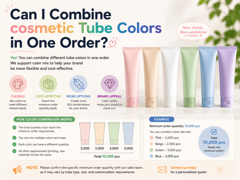 Can I Combine cosmetic Tube Colors in One Order?