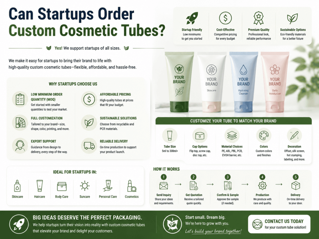 Can Startups Order Custom Cosmetic Tubes?