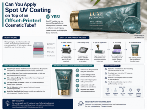 Can you apply spot UV coating on top of an offset-printed cosmetic tube