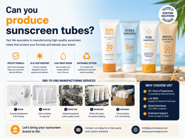 Can you produce sunscreen tubes? 3 Can you produce sunscreen tubes