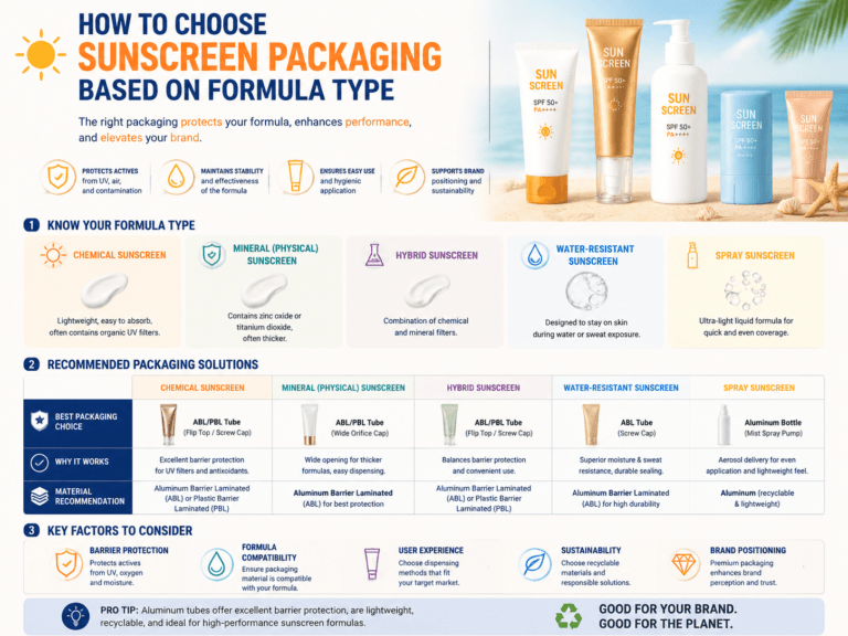 How to Choose Sunscreen Packaging Based on Formula Type 6 How to Choose Sunscreen Packaging Based on Formula Type