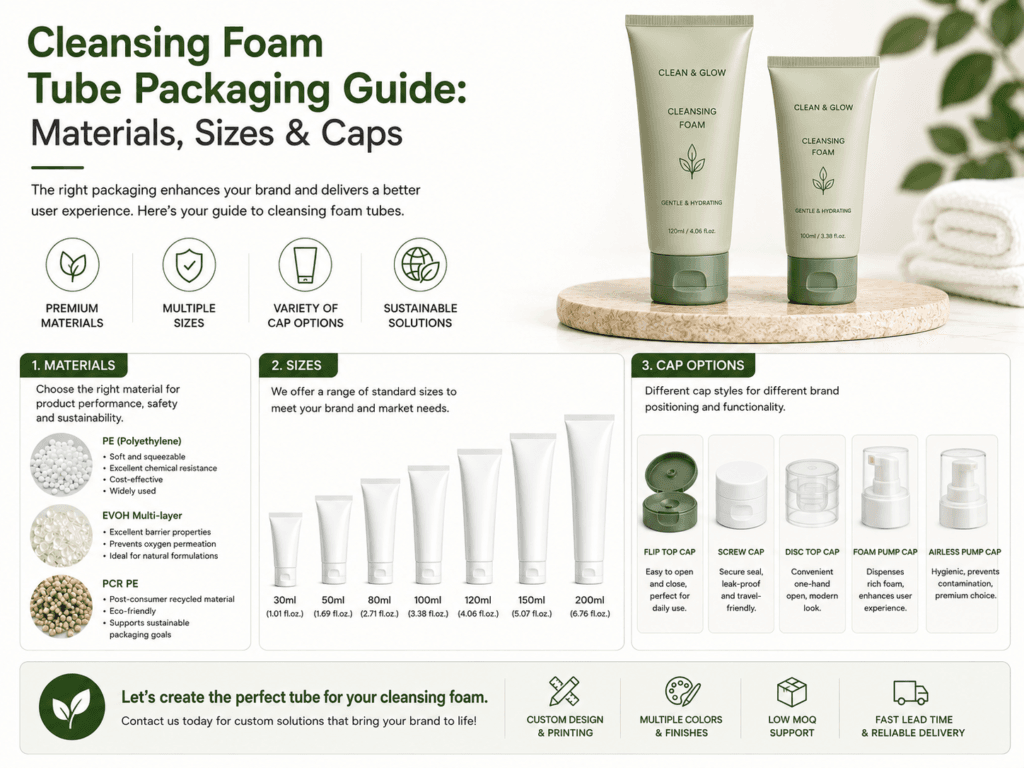 Cleansing Foam Tube Packaging Guide:Materials, Sizes & Caps 13 Cleansing Foam Tube Packaging Guide