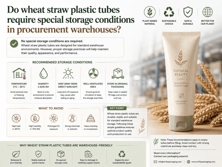 Do wheat straw plastic tubes require special storage conditions in procurement warehouses