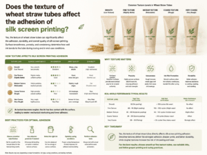 Does the texture of wheat straw tubes affect the adhesion of silk screen printing