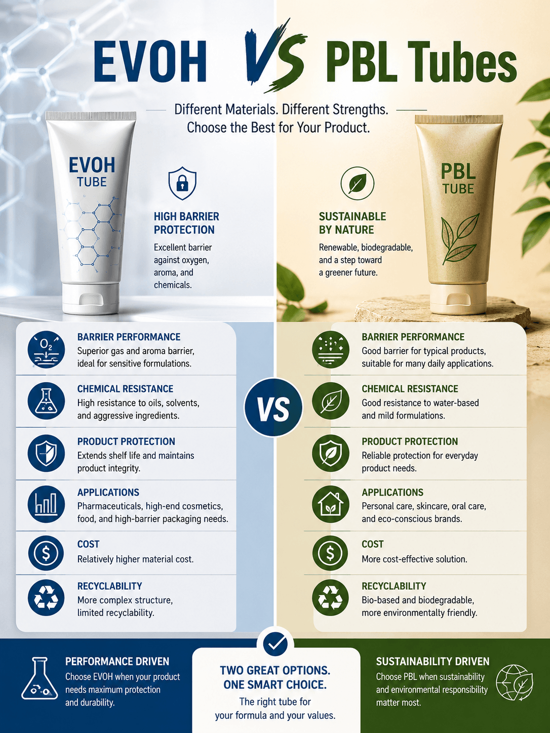EVOH vs PBL tubes comparison for cosmetic packaging by Xinfly Packaging