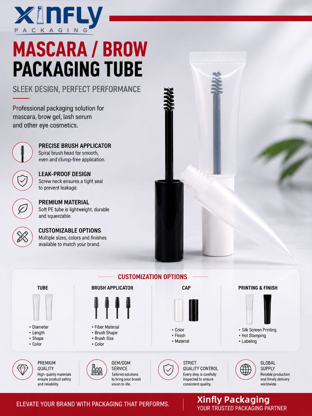 Empty Mascara Packaging Tube With Brush Project | Custom Mascara Tube Manufacturer 1 Empty Mascara Packaging Tube With Brush Project