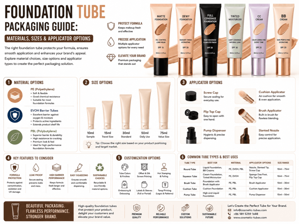 Foundation Tube Packaging Guide: Materials, Sizes & Applicator Options 17 Foundation Tube Packaging Guide