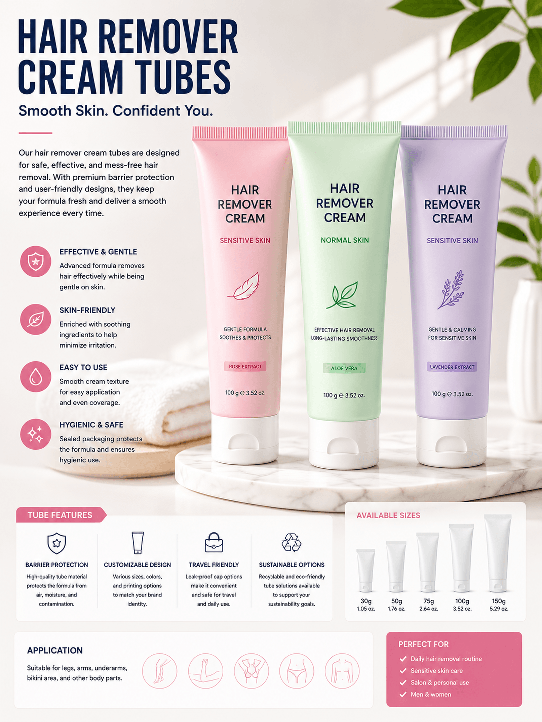 Hair Remover Cream Tubes 1 Hair remover cream tubes manufacturer for depilatory cream hair removal cream and high viscosity personal care packaging