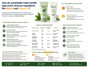 How do sustainable tubes handle high-active skincare ingredients like Retinol and Vitamin C
