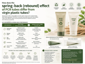 How does the spring-back (rebound) effect of PCR tubes differ from virgin plastic tubes