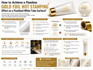 How to achieve a flawless gold foil hot stamping effect on a pearlized white tube surface?
