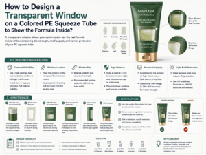 How to design a transparent window on a colored PE squeeze tube to show the formula inside