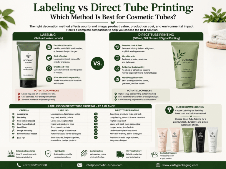 Labeling vs Direct Tube Printing: Which Method Is Best for Cosmetic Tubes? 1 Labeling vs Direct Tube Printing