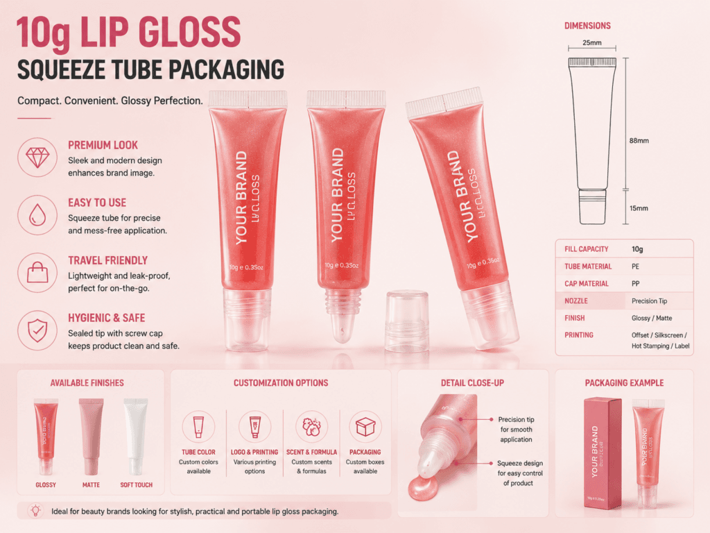 Lip Gloss Squeeze Tube Packaging