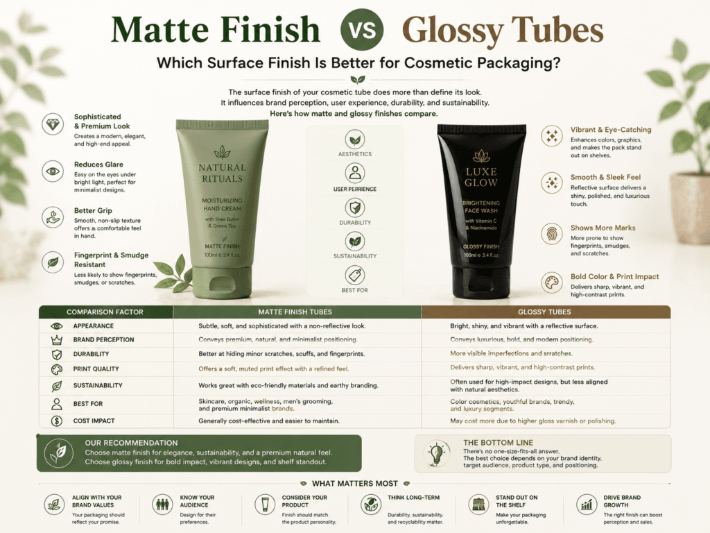 Matte Finish vs Glossy Tubes: Which Surface Finish Is Better for Cosmetic Packaging? 7 Matte Finish vs Glossy Tubes