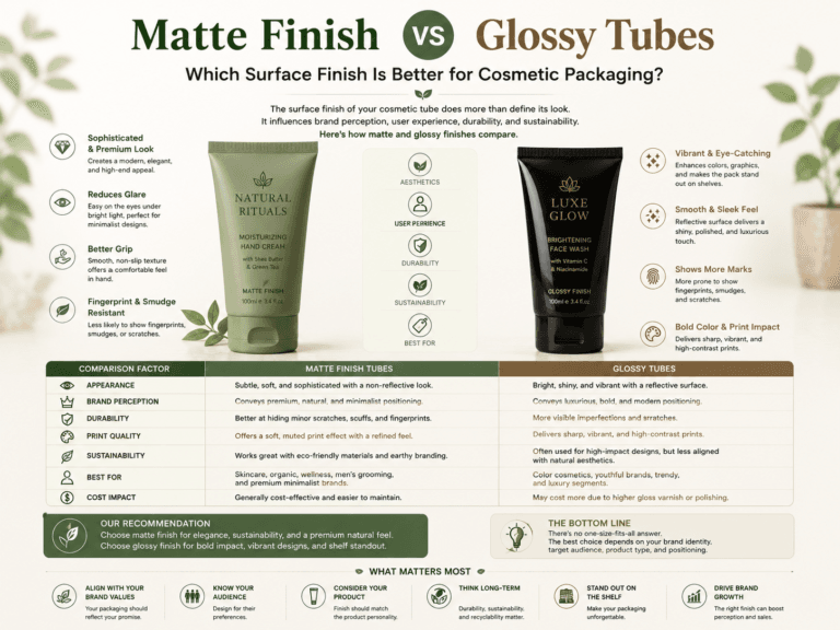Matte Finish vs Glossy Tubes: Which Surface Finish Is Better for Cosmetic Packaging? 7 Matte Finish vs Glossy Tubes