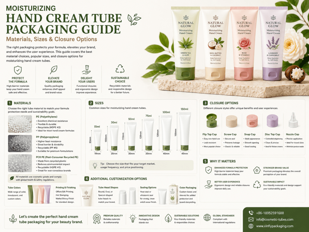 Moisturizing Hand Cream Tube Packaging Guide:Materials, Sizes & Closure Options 13 Moisturizing Hand Cream Tube Packaging Guide