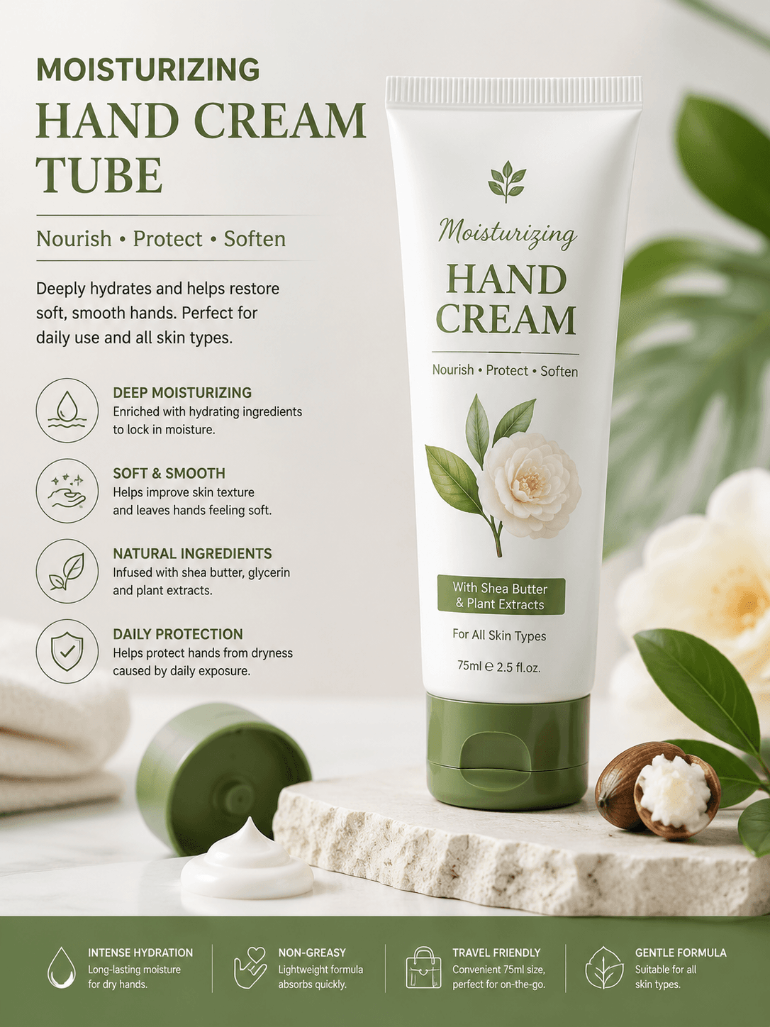 Moisturizing Hand Cream Tubes 1 Moisturizing hand cream tubes for skincare beauty and private label hand care packaging