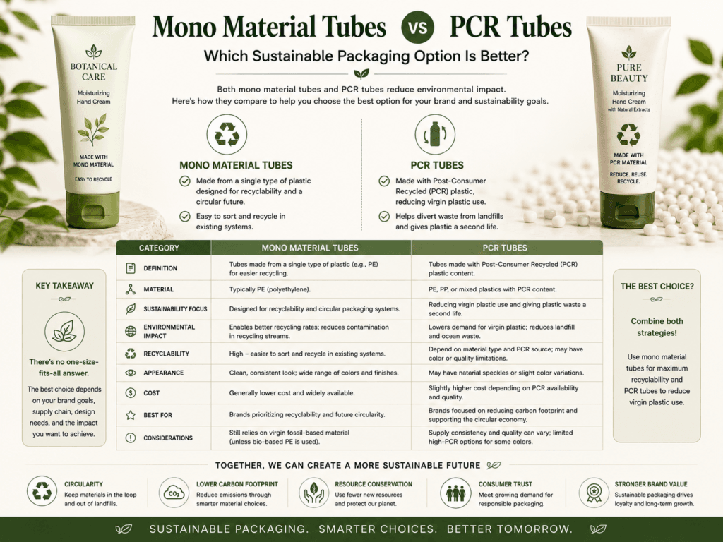 Mono Material Tubes vs PCR Tubes: Which Sustainable Packaging Option Is Better? 9 Mono Material Tubes vs PCR Tubes